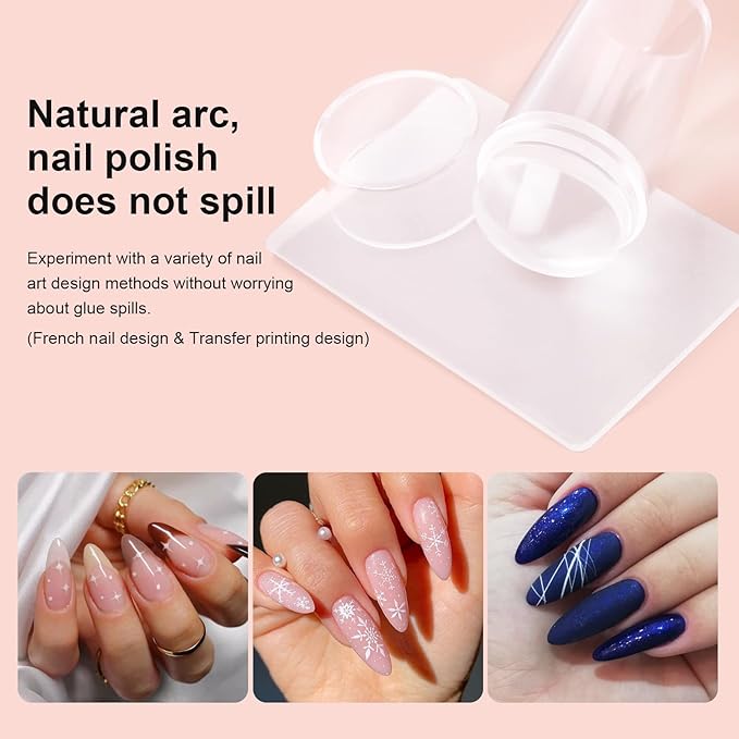 8PCS Nail Art Stamper Clear Silicone Nails Stamping Jelly with Scraper Transparent Visible Body DIY Manicure Nail Art Tool M