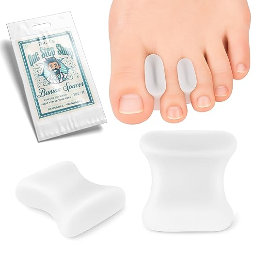 Dr. J's One Step Shop Bunion Relief Separators – Podiatrist Recommended Silicone Spacers for All Foot Types– 8-Pack First Interspace Aligners for Overlapping Toes, Calluses, Hammertoes and Corns