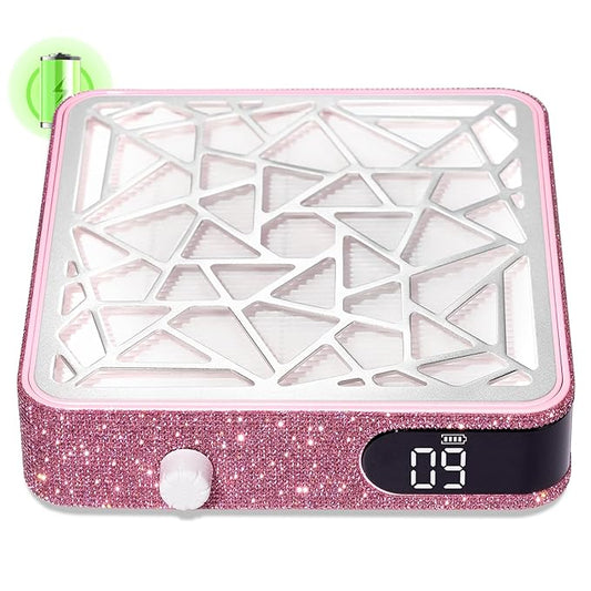 Nail Dust Collector, Cordless Dust Collector Nail Tech, Powerful Vacuum Fan Vent Dust Collector Extractor Dust Suction Machine for Acrylic Nails Polishing, Nail Salon, Pink Diamond