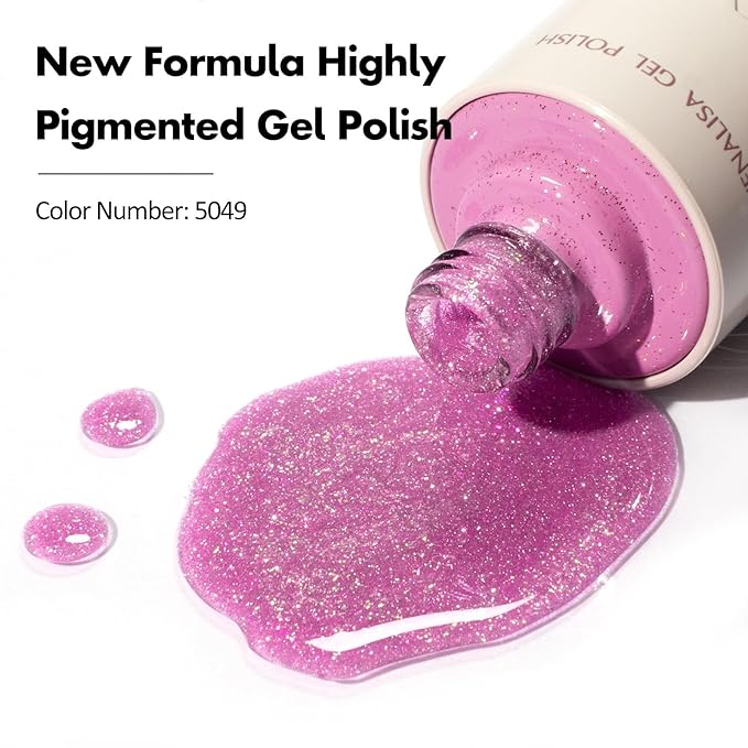 VENALISA Pink Glitter Gel Nail Polish 1 Pcs 10ML Soak Off Salon Manicure DIY at Home Nail Art For Girls Women