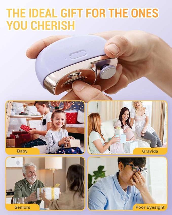 3 in 1 Automatic Electric Nail Clipper, 2025 New Electric Toe Nail Clippers with Polishing for Seniors Adults Baby, Automatic Electric Nail Clippers Nail File with LED Light & Storage Box (White)