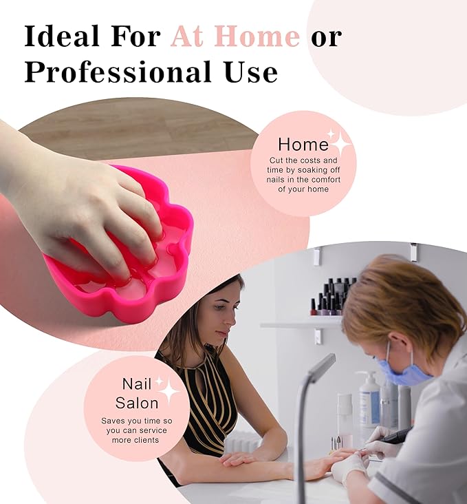 Nail Polish Remover Soak Bowl [2 PCS], Gel Polish Remover Refill Kits for Nails Including 10 PCS Soak Off Caps, Nail Buffer Block, Nail File, Cuticle Pusher, Pipette