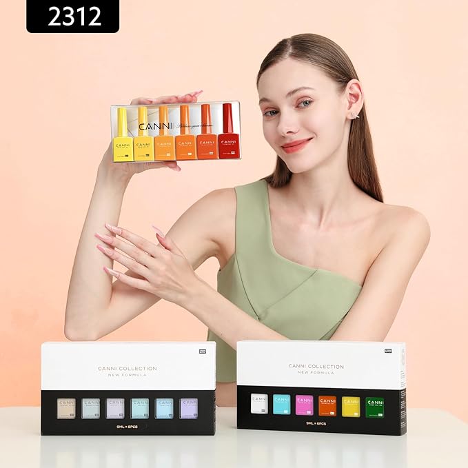 CANNI 6Pcs 9ml Yellow Orange Fall Gel Nail Polish Set- Orange Red Yellow Fall Colors Gel Polish Kit DIY at Home Salon Christmas New Year's Gifts for Girls