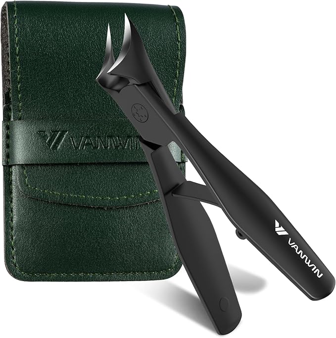 Ingrown Nail Clippers, Slant Curved Blade Nail Clippers for Men Thick Ingrown Toenails with 33mm Wide Jaw Opening, Heavy Duty Stainless Steel Toenail Clippers for Seniors Thick Toenails Black