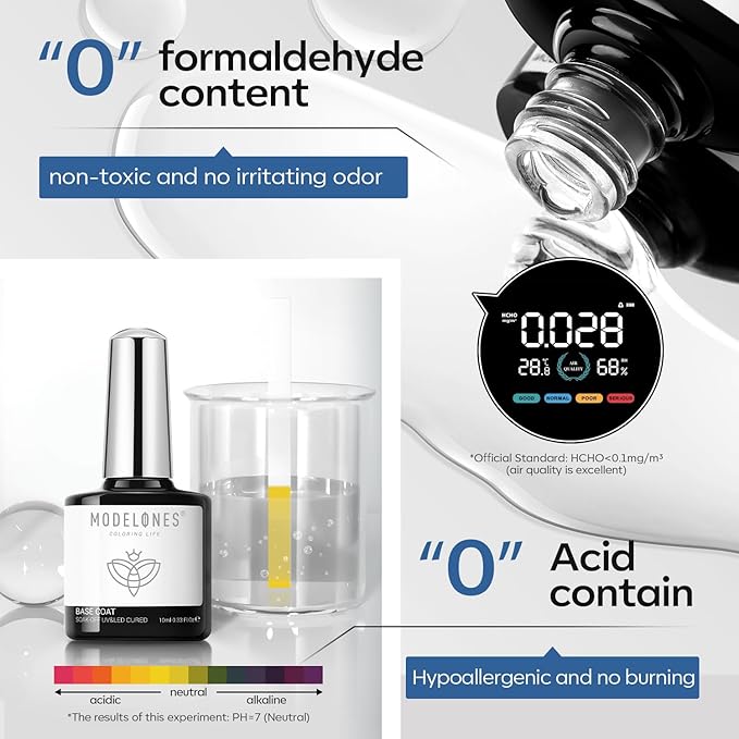 modelones Nail Dehydrator and Primer with Gel Base & Top Coat Set, Acid Free Acrylic Supplies Primer Glossy Gel Nail Polish Top Coat