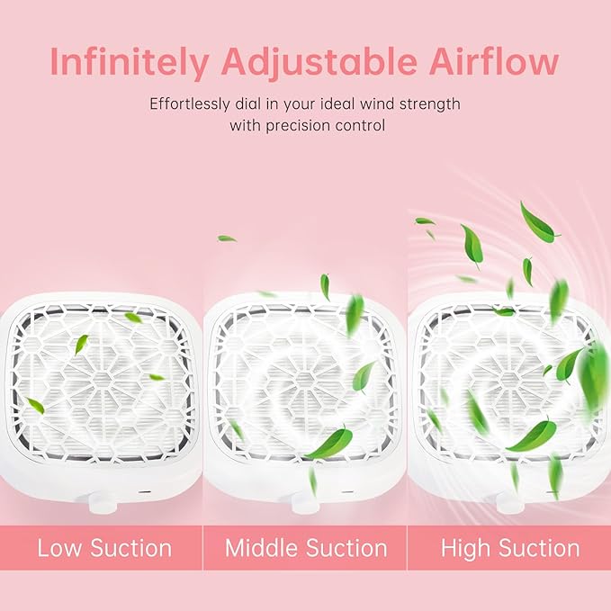 Nail Dust Collector, Cordless Dust Collector Nail Tech, Compact Powerful 6000RPM Nail Vacuum Fan Rechargeable Dust Extractor for Acrylic Gel Polish Manicure Pedicure for Home, White