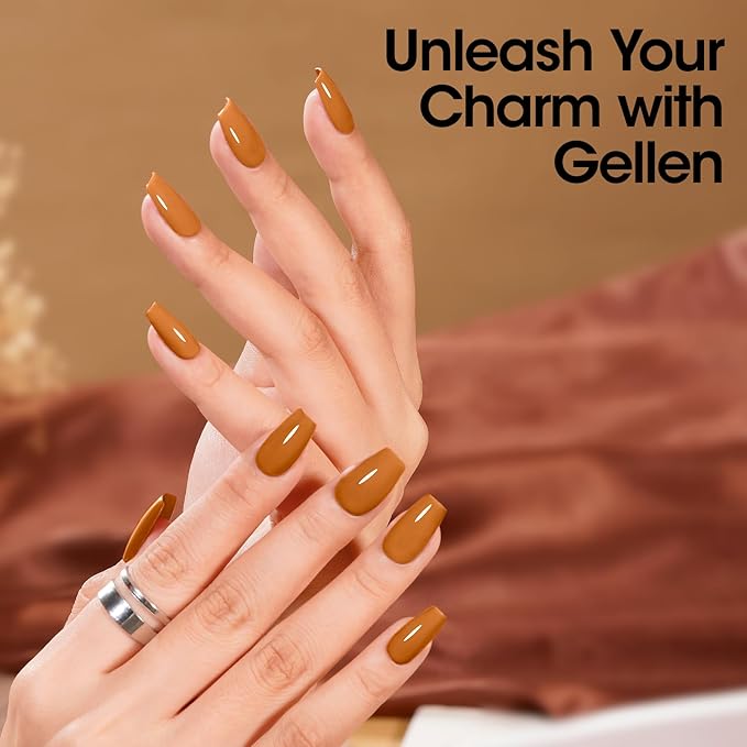 Gellen Gel Nail Polish Fall Winter Pumpkin Gel Polish Autumn Dark Orange Soak off UV LED Nail Lamp Nail Polish Home Salon Nail Art DIY Manicure Gift for Halloween Christmas, 0.61 Fl Oz