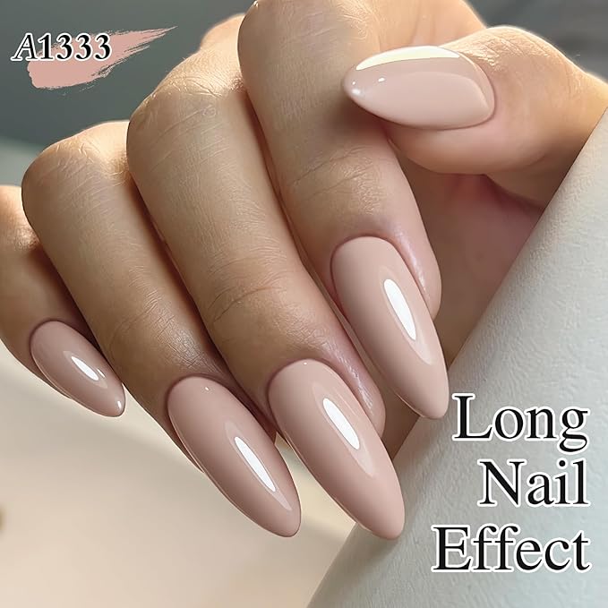 Double Rhythm Gel Polish 15ML Jelly Sheer Pastel Light Milky Color Pearl White Bottle 1 PC 0.5 OZ Full Size Nail Art Salon at Home (Neutral Nude-D1333)