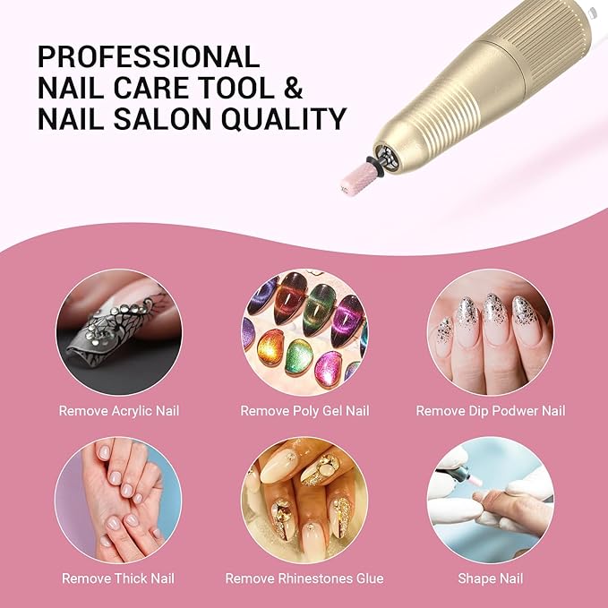 MelodySusie Ceramic Nail Drill Bit, 3/32'' Smooth Round Top Large Barrel Bits, Suitable for Manicure Pedicure Cuticle Gel Polishing, Beginners Bits, Pink, Series Bit-S, Extra Coarse