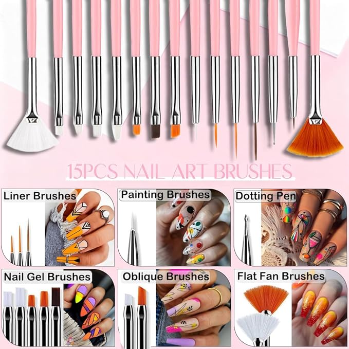 Nail Art Tools 30Pcs Set,Nail Art Pens Brush Resin Nail Art Palette,Nail Dotting Tools, Striping Nail Art Brushes for Long Lines,Nail Drawing Pen Dotting Pen Tools Nail Art Kit for Nail Art DIY