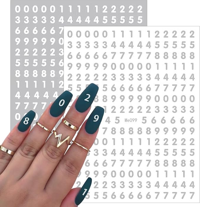 Colorful Number Nail Art Stickers Decals 6 Sheets，3D Holographic Luxury Laser Gold Silver Nail Stickers Rose Gold Black Number Nail Designs Self-Adhesive for Women Girls DIY Nail Decoration Manicure