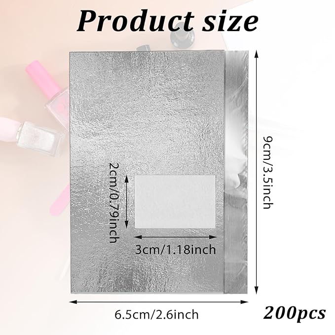 Giantree 200 Pcs Nail Foil, Nail Polish Remover Gel Nail Foil Wraps for Nails, Soak Off Foils Cotton Pads Gel Polish Remover for Soak off Gel Polish Removing at Home(200PCS)