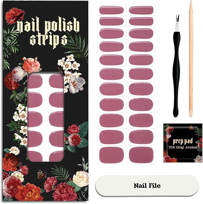 Nail Polish Strips - 22 Pcs Salon Quality Gel Nail Stickers - Long Lasting Wraps (Drama Queen Jam Pink)