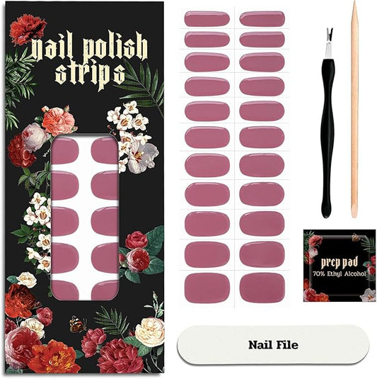Nail Polish Strips - 22 Pcs Salon Quality Gel Nail Stickers - Long Lasting Wraps (Drama Queen Jam Pink)