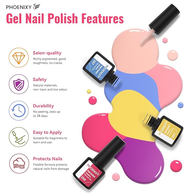 phoenixy 53 Pcs Gel Nail Polish Kit with U V light and Drill, 35 Colours Gel Polish with 5 Pcs Base Top Coat Manicure Starter Nail Polish Set Gifts for Women ST9014