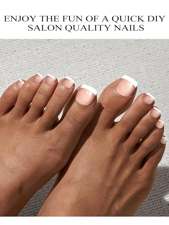 EBANKU 52Pcs Semi-Cured Gel Nail Strips Toes, Terra Cotta Deep French Gel Nail Strips for Toes, Long-Lasting French Manicure Stickers Salon Nails at Home Requires UV Light with Nail File&Stick