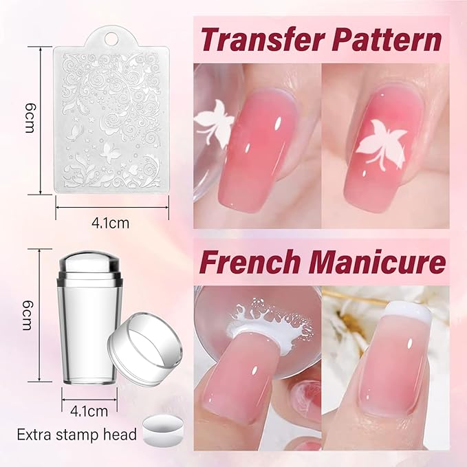 Biutee Nail Stamping Kit 2Pcs Nail Art Stamping Plates 4Pcs Stamping Gel Polish French Tip Nail Stamp Kit 110 Patterns with Silicone Stamper Scraper Large Lace Stamp Template Christmas Gift for Women