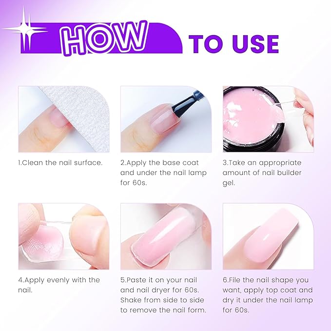 AIJIMEI Solid Builder Gel Kit With Manicure Tools for Nails 15ML 4IN1 NailExtensionGel UV & LEDGel forNails Long-Lasting NailExtension Gelfor NailsManicure DIY at Home(SOLID-GEL-A1)