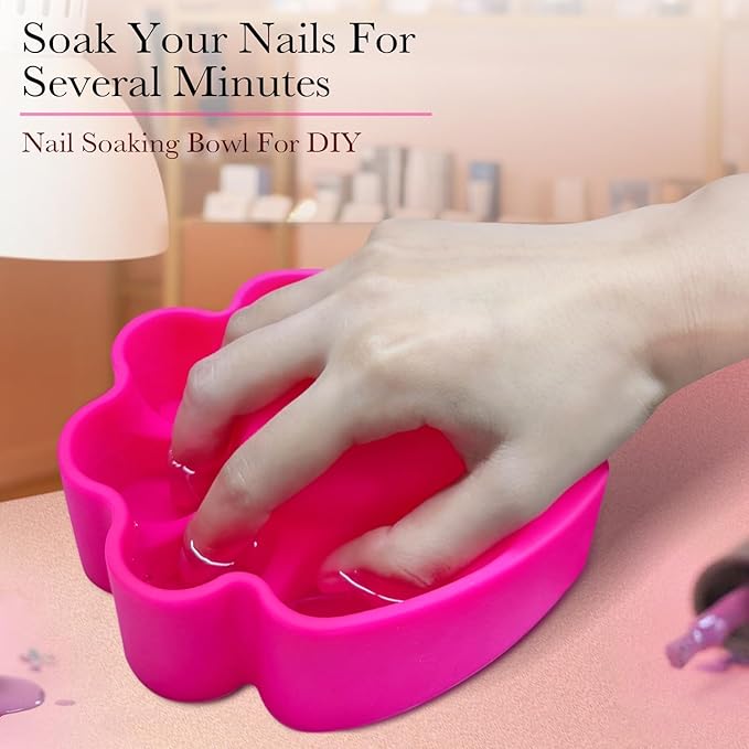 Nail Polish Remover Soak Bowl [2 PCS], Gel Polish Remover Refill Kits for Nails Including 10 PCS Soak Off Caps, Nail Buffer Block, Nail File, Cuticle Pusher, Pipette