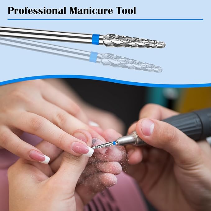 2Pcs 3/32" Cuticle Bit Gel Remover Drill Bit Small Cone Clean Medium Grit Carbide for Electric Nail Drills, Conical Professional Manicure Tool Remove Dead Skin Accessories for Nail Salons and Home Use