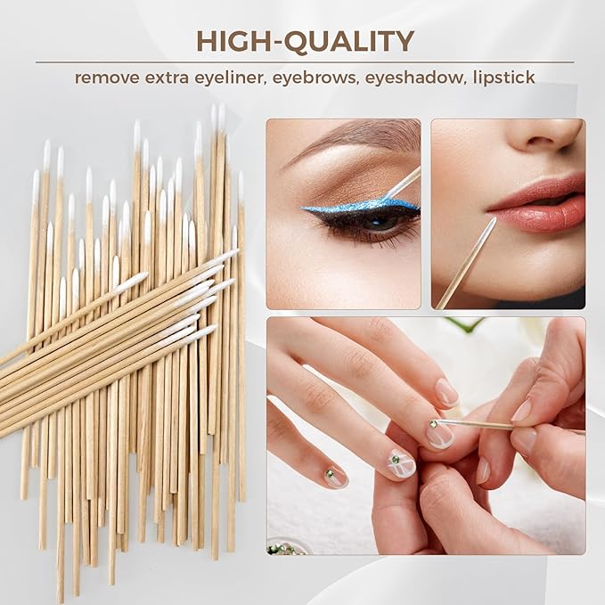 2200Pcs Pointed Cotton Swabs in Storage Box - Precision Microblading Cotton Swabs with Wooden Sticks for Makeup, Cleaning Nail Polish, Eyebrow, Tattoo Permanent Supplies, Craft