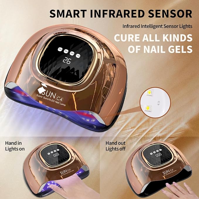 UV Light for Nails,288W UV Nail Dryer LED Light for Gel Polish-4 Timers Professional Nail Art Accessories,Curing Gel Toe Nails