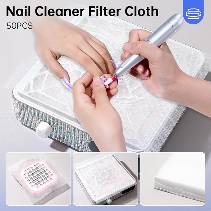 50PCS Nail Dust Collector Filter Cotton, PP Material Dust Collector Nail Tech Filter Cotton Pad Replacement Nail Vacuum Dust Vollector Filters Film Paper for Nail Supplies