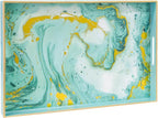 Turquoise Serving Tray with Handles, Plastic Decorative Tray | Green Coffee by MAONAME
