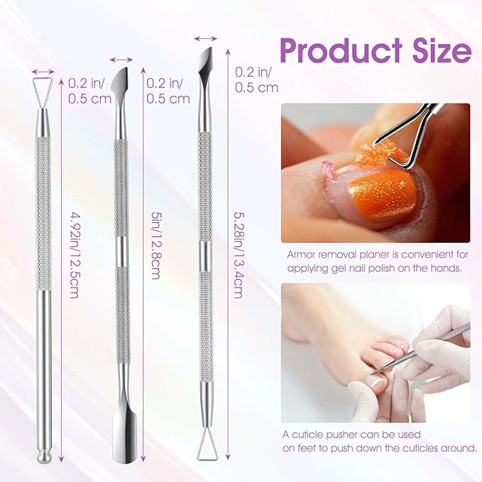 9Pcs Cuticle Cutter Scraper Double Ended Cuticle Pusher Trimmer Stainless Triangle Nail Scraper Pedicure Manicure Professional Nail Care Tool For Girl Fingernail Toenail Gel Removal Polish