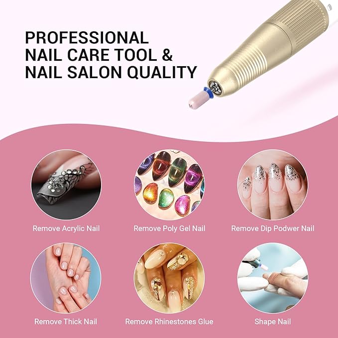 MelodySusie Ceramic Nail Drill Bit, 3/32'' Smooth Round Top Large Barrel Bits, Suitable for Manicure Pedicure Cuticle Gel Polishing, Beginners Bits, Pink, Series Bit-S, Medium