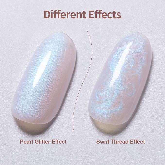 RARJSM Gel Builder Nail Polish Pearl White Hard Gel in a Bottle Mermaid Shell Glitter Pearlescent Thick Extension Structure for Nails 15ml Soak Off Curing Requires Salon Home DIY Beginer Use