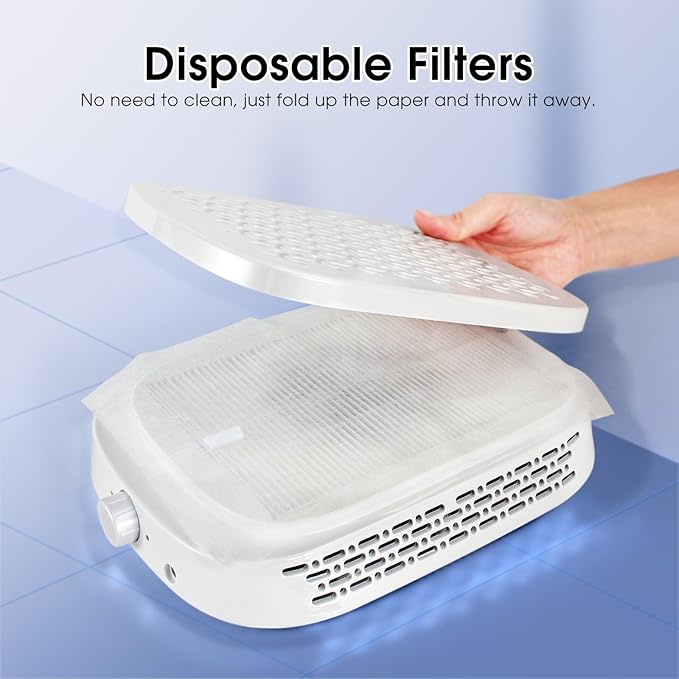 Nail Dust Collector, Compact Vacuum Nail Fan Dust Collector, Nail Tech Dust Collector with Reusable Filter for Acrylic Nail Polishing, Salon, Home