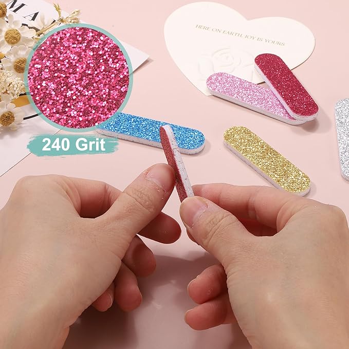 HARFINGTON 300pcs Nail Buffer Blocks 240 Grit Professional Nail Sanding Buffing File Block Manicure Tool for Acrylic Nail Shine Polishing Buffer, Mixing Color