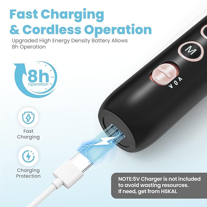 Nail Drill Electric Nail File - Cordless Professional Nail Filer for Manicure and Pedicure, Portable Nail Drill Machine Kit for Acrylic Gel Nails Thick Toenails Nail Grind (Black)