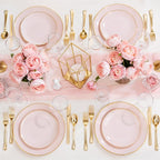 Nervure 100PCS Pink and Gold Plastic Plates, 10.25″ Disposable Dinner Plate | - Image 9