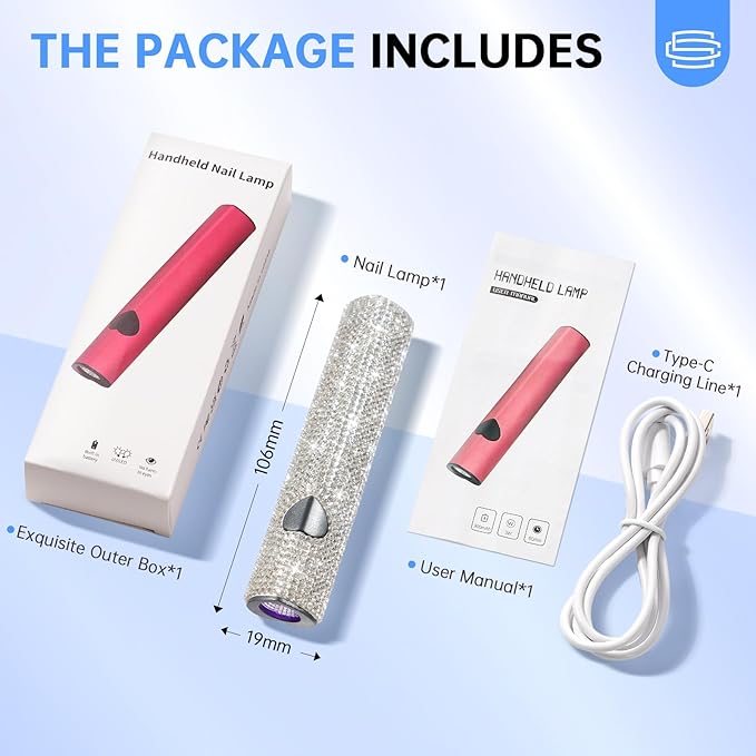 UV Light for Gel Nails, Handheld UV Nail Lamp, Portable LED Nail Lamp, Mini Nail Dryer, USB Nail Light for Fast Curing