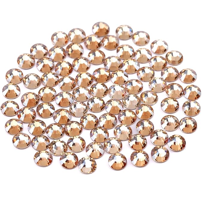 Novani Crystal Rhinestones, Flatback Loose Gemstones 1440pcs Glass Rhinestones for Clothes Shoes Crafts Makeup Nail Art and DIY Decorations(SS8, Golden Shadow)