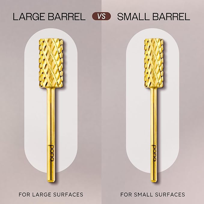 PANA Professional 3/32" Shank Size - Flat Top Large Barrel Gold Carbide Bit 4X Coarse Grit - Nail Drill Bit for Dremel Machine