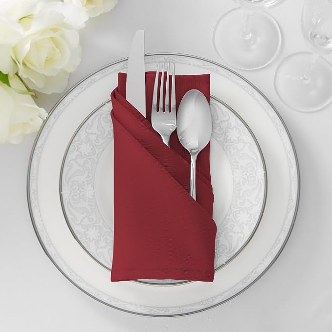 Lann's Linens Set of 12 Cloth Dinner Napkins, 20-inch Polyester Napkins - Image 4