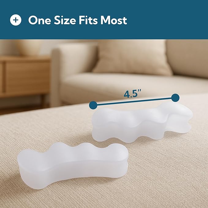 Toe Separators for Pain Relief - Silicone Toe Spacer for All Interspaces - 4 Pack - Relieves Pain from Bunion, hammertoes, Corns, and a Variety of Forefoot Deformities