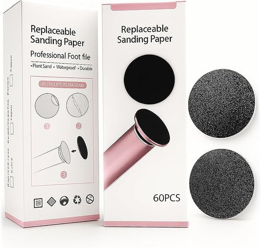 60 Pcs Sandpaper Set 1.7'' x 1.7'' for Electric Foot Callus Remover,Pedicure Disc,Sander Discs Replace Set