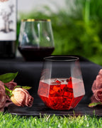 BESTSTAR 40 PCS Clear 12 Oz Diamond Plastic Wine Whiskey Glasses | Stemless - Image 4