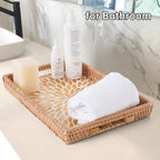 Rectangle Rattan Tray with Mother of Pearl Inlay, Rattan Serving Tray with - Image 7