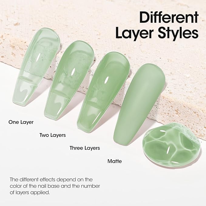 Gellen Gel Nail Polish 18Ml Jelly Mint Green Spring Translucent Pastel Sheer Soak Off UV for Nail Art at Home 0.61 Fl Oz
