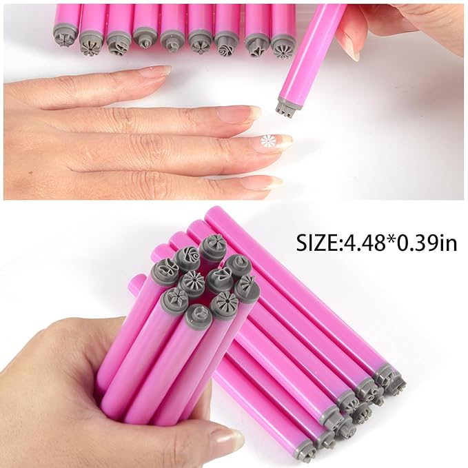 WOKOTO 10pcs Nail Art Stamp Pen Set, Flower Butterfly Nail Stamper Tools For Women Various Pattern Nail Stamping Pens, Nail Design Stamp Ideal Nail Accessories For Home DIY Stamper Nails Kit