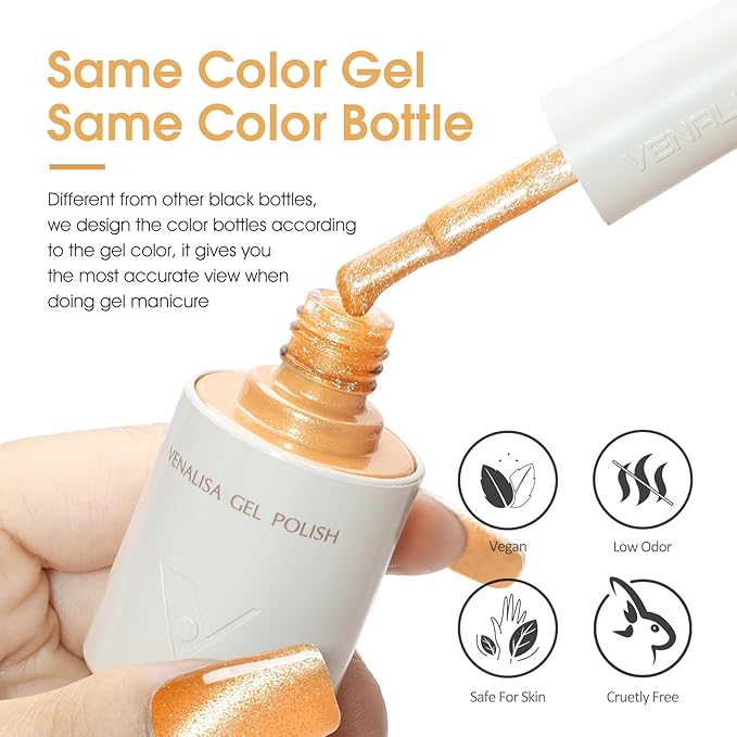 VENALISA Cat Eye Gel Nail Polish 1 Pcs 10ML Shimmer Orange Glitter Magnetic Gel Polish Soak Off Salon Manicure DIY at Home Nail Art For Girls Women