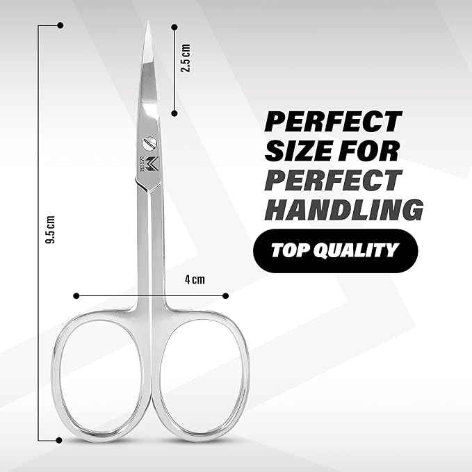 Cuticle Scissors Extra Fine Curved - 3.5” Stainless Steel Grooming Nail Scissors for Women and Men - Small Manicure Beauty Scissors for Toenails, Fingernails, Eyebrows, Facial Hair, Cuticles, Dry Skin