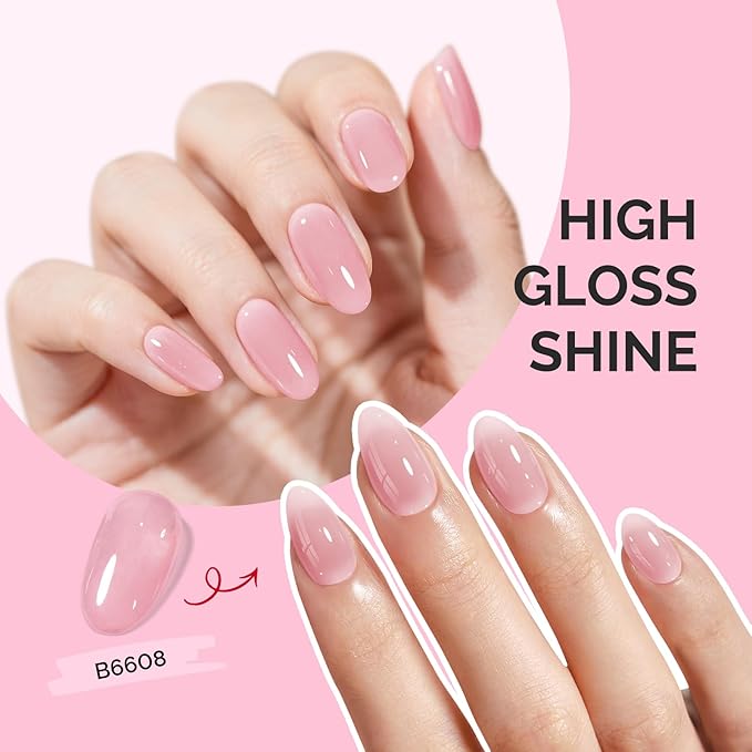 MelodySusie Jeweliver Gel Nail Polish, 0.5Fl.oz light Fairy Floss Gel Polish Pink Color Soak Off UV LED Light Cure Gift for Women Manicure Nail Art DIY at Home B6608