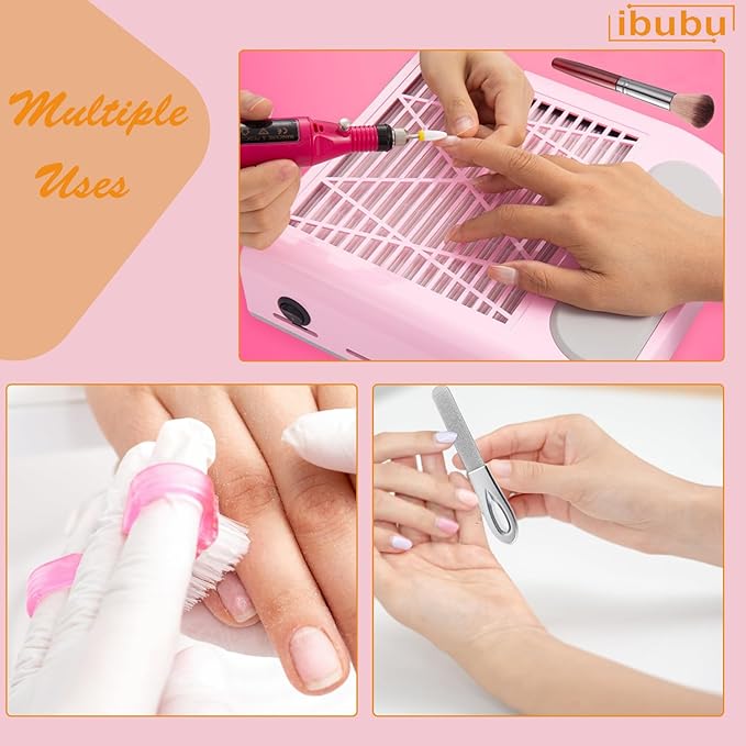 Professional Nail Dust Collector Machine - 80W Powerful Vacuum Cleaner with Multiple Tool Kits - Low Noise Pink
