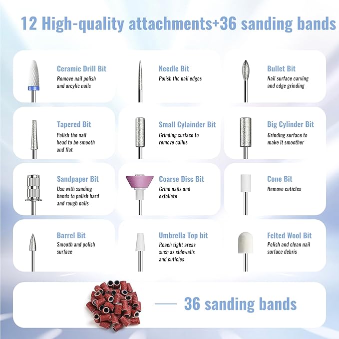 Cordless Electric Nail Drill File: 35000RPM Professional Nail Drill Machine with UV LED Nail Lamp Charging Base, Manicure Pedicure Kit E File for Acrylic Gel Dip Powder Polish Silver
